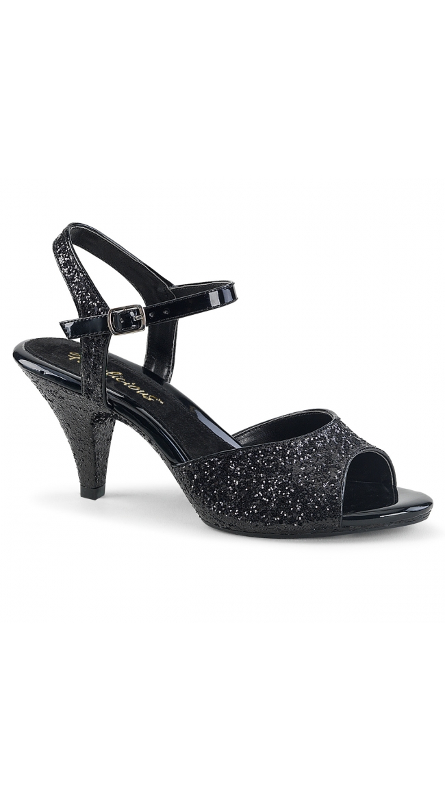 3 Inch Glitter Ankle Strap Sandal by Pleaser