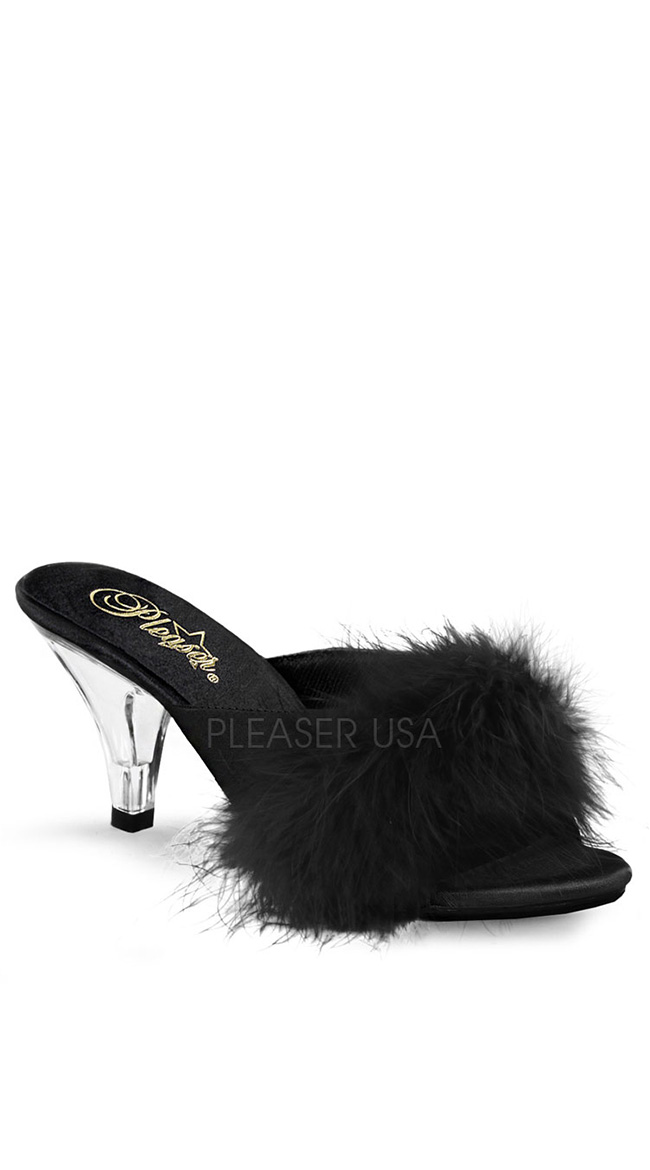 3 Inch Heel Fur Sandal by Pleaser