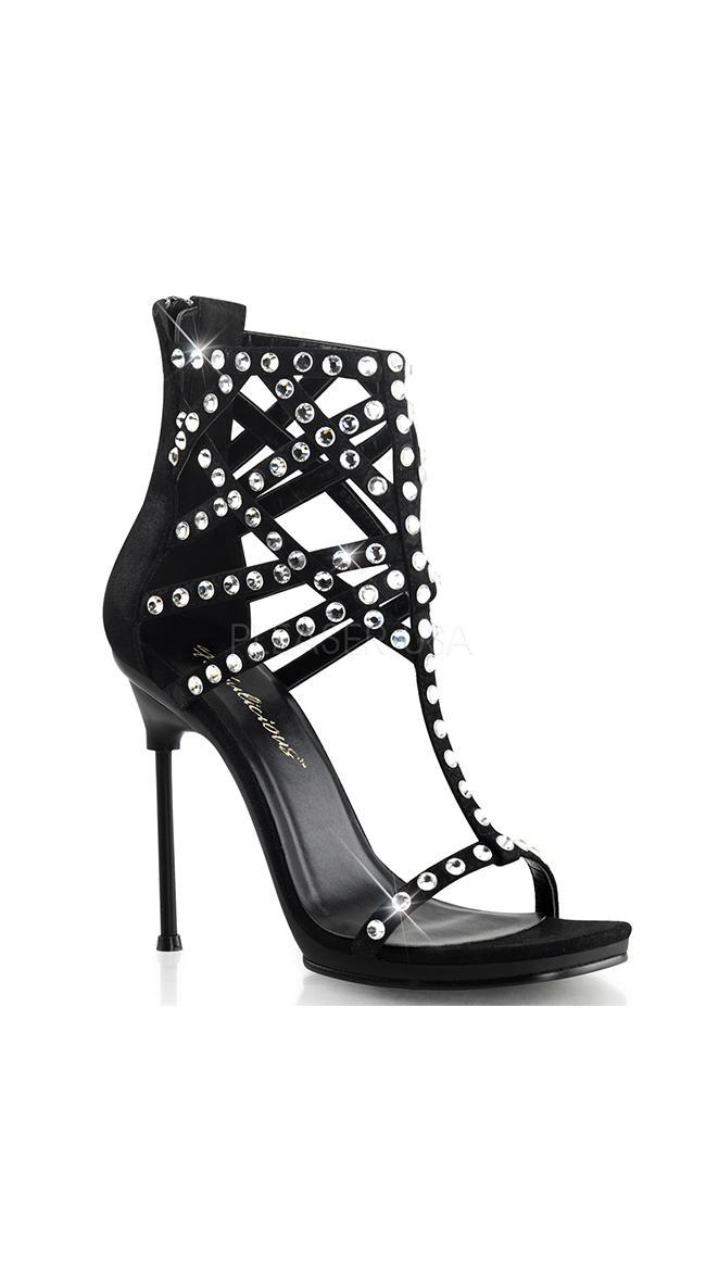 4 1/2" Heel T-Strap Cage Sandal by Pleaser