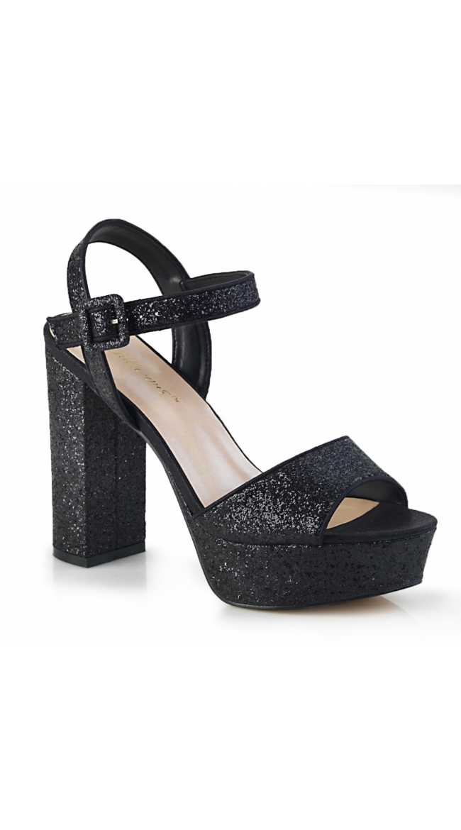 4 1/2 Inch Glitter Block Heel Sandal by Pleaser