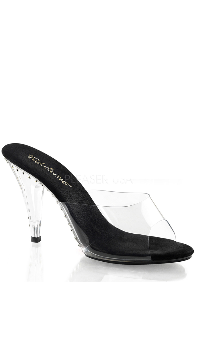 4" Clear Heel with Rhinestone Accents by Pleaser