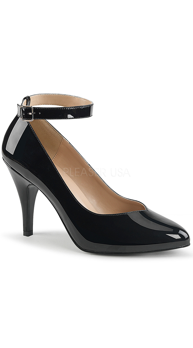 4" Dainty Black Pump with Strap by Pleaser