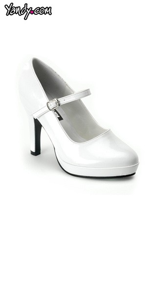 4" White Mary Jane Shoe by Pleaser
