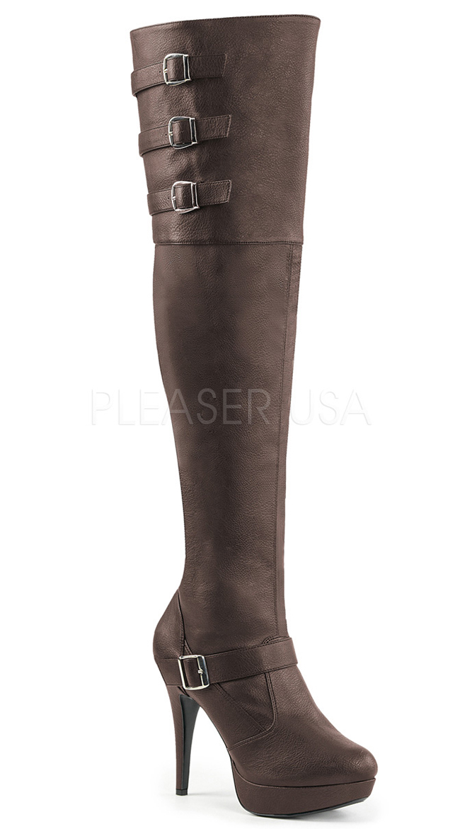 5 1/4" Buckled Thigh High Boot by Pleaser