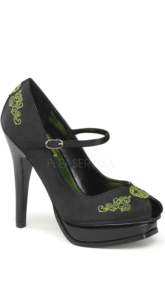 5 1/4 Inch Mary Jane With Embroidery Detail by Pleaser