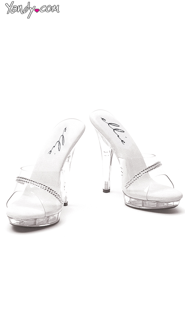 5" Clear Sandal With Rhinestones by Ellie Shoes