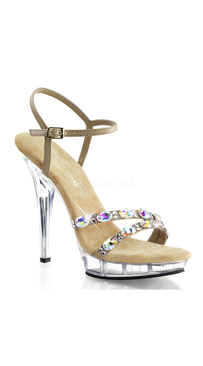 5" Heel Large Rhinestone Accent Sandal by Pleaser