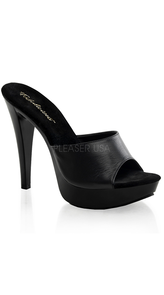 5" Heel with Black Leather Strap by Pleaser