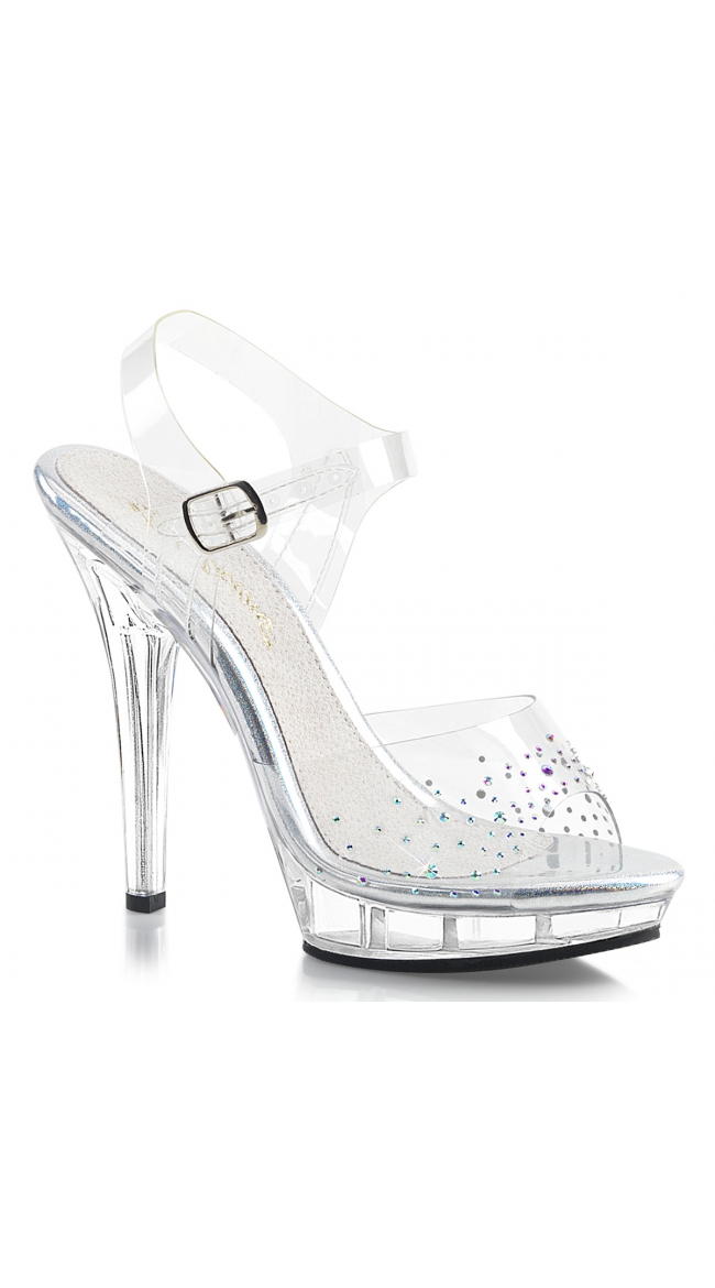 5 Inch Clear Rhinestone Accent Sandal by Pleaser