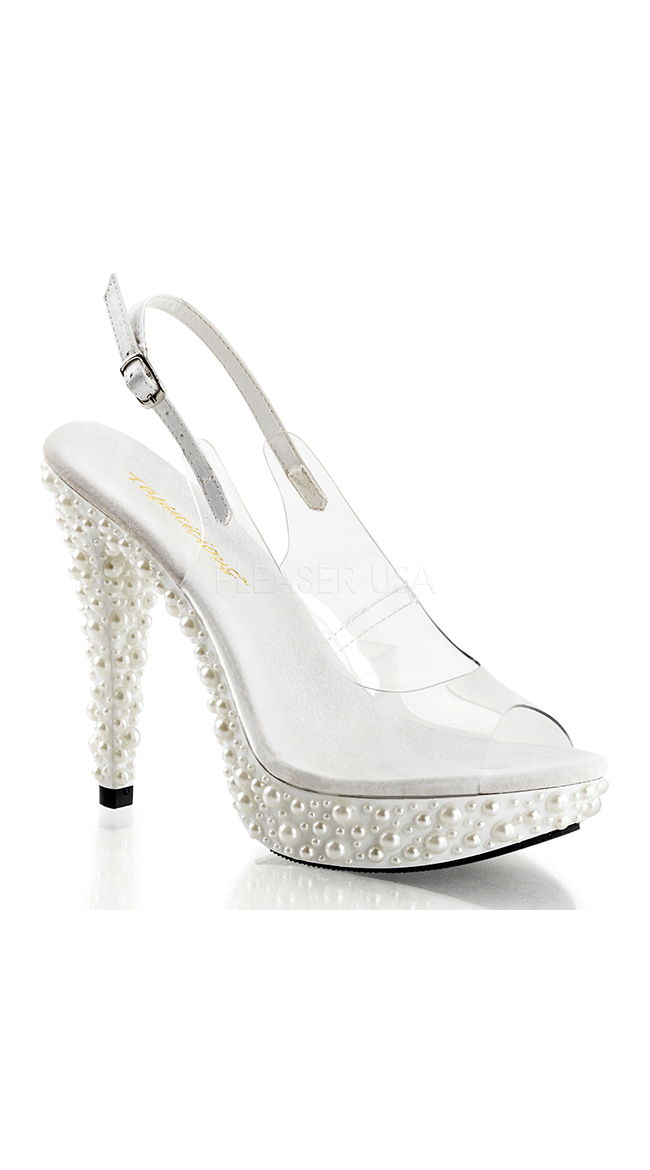 5" Slingback Sandal with Pearl Embellished Platform by Pleaser