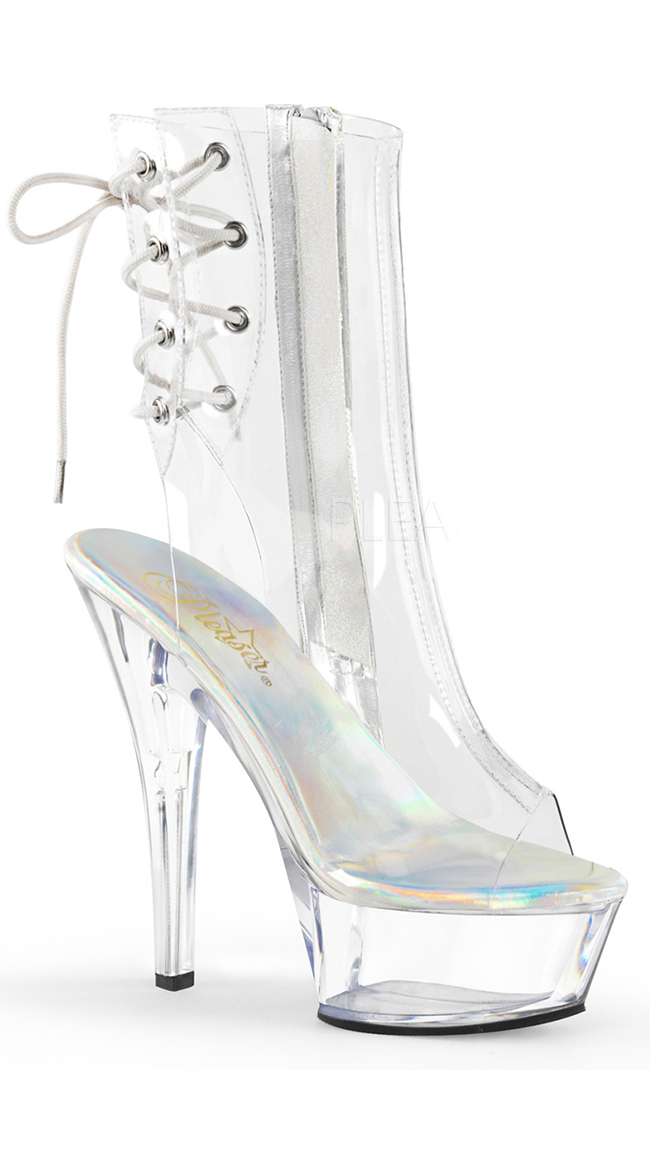 6" Clear Zipper Ankle Boot by Pleaser