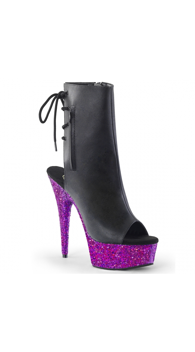 6 Inch Glitter Platform Ankle Boot by Pleaser