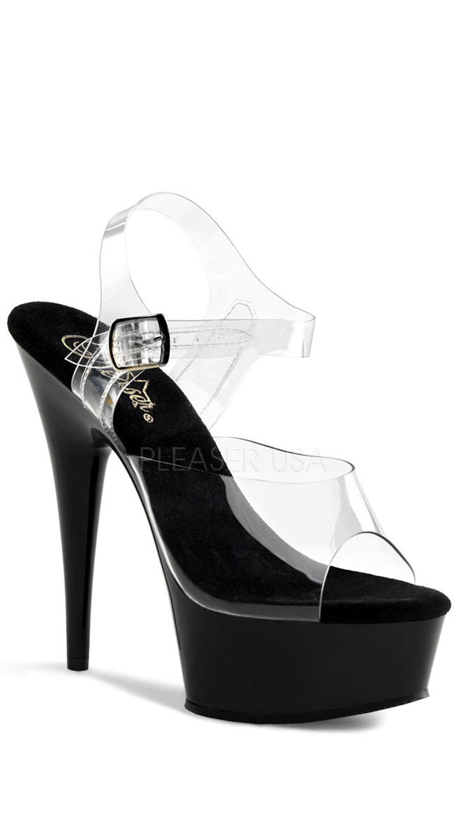 6 Inch Heel Clear Ankle Strap Sandal by Pleaser