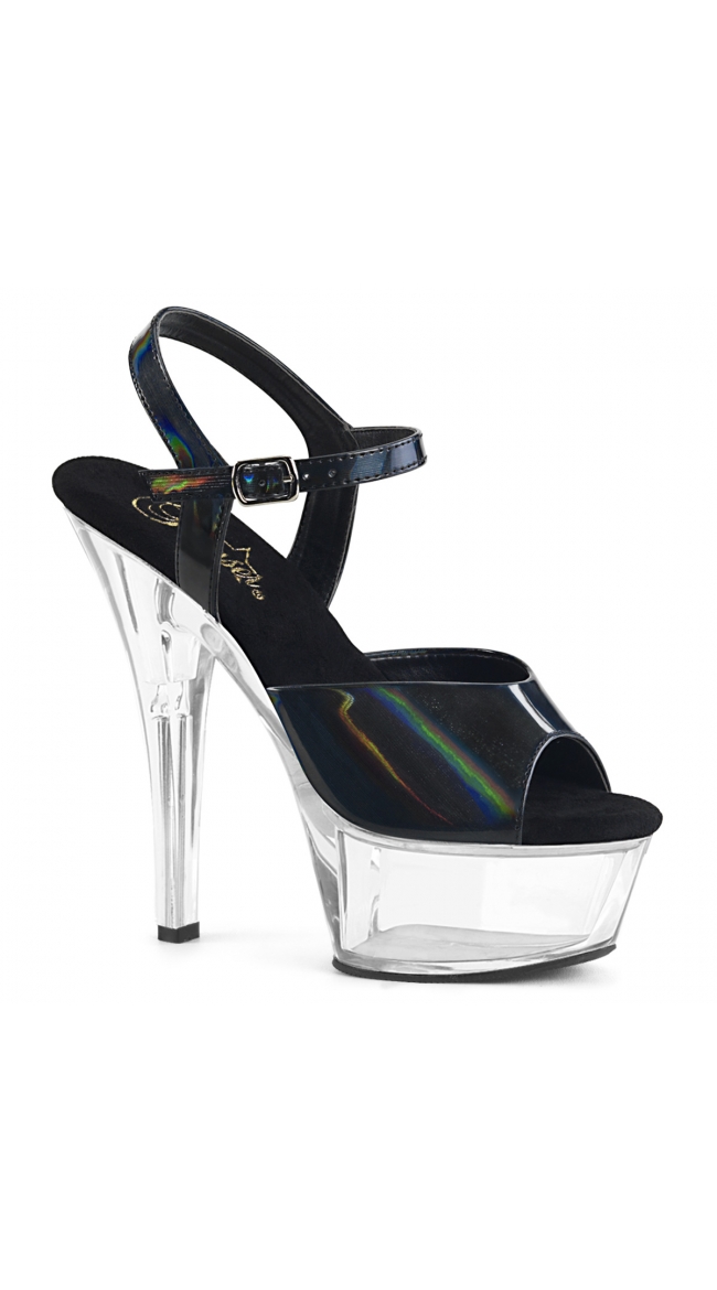 6 Inch Holographic Clear Sandal by Pleaser