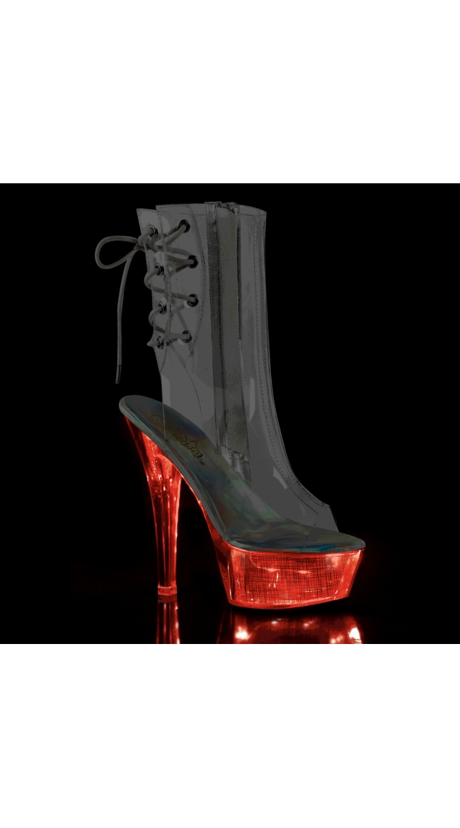 6 Inch LED Platform Clear Boot by Pleaser
