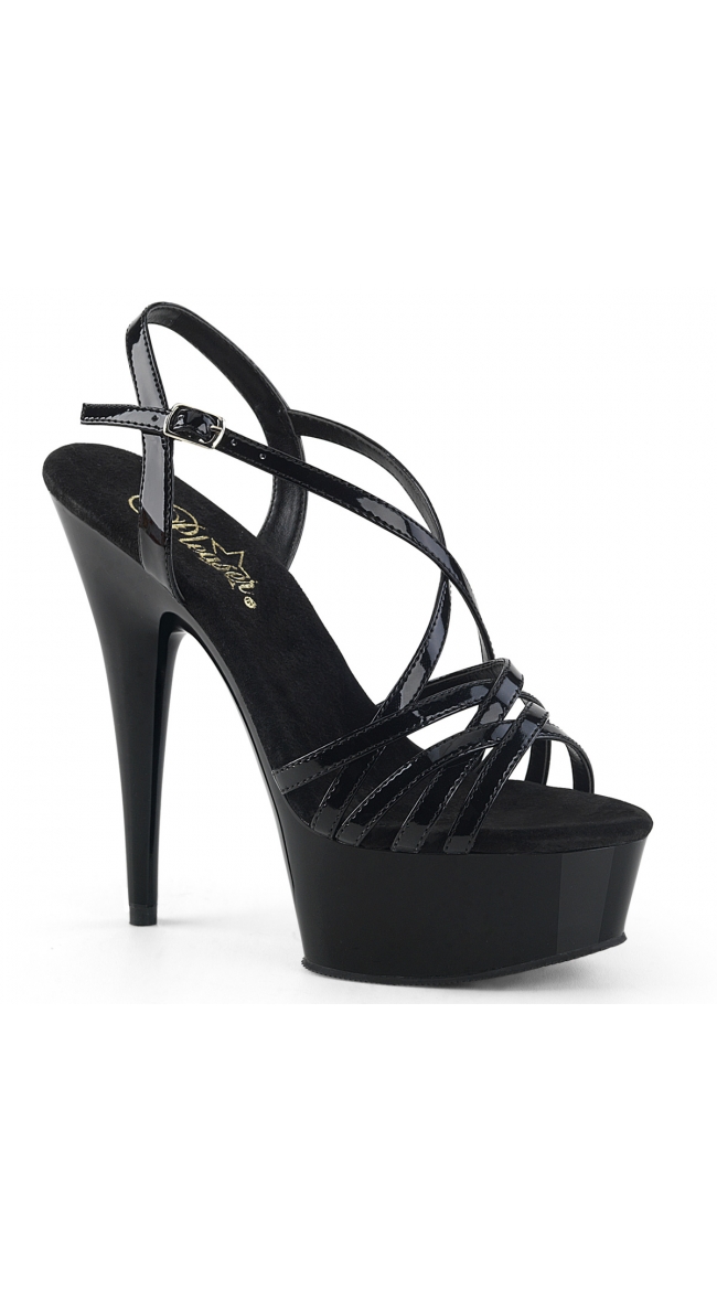6 Inch Strappy Patent Sandal by Pleaser