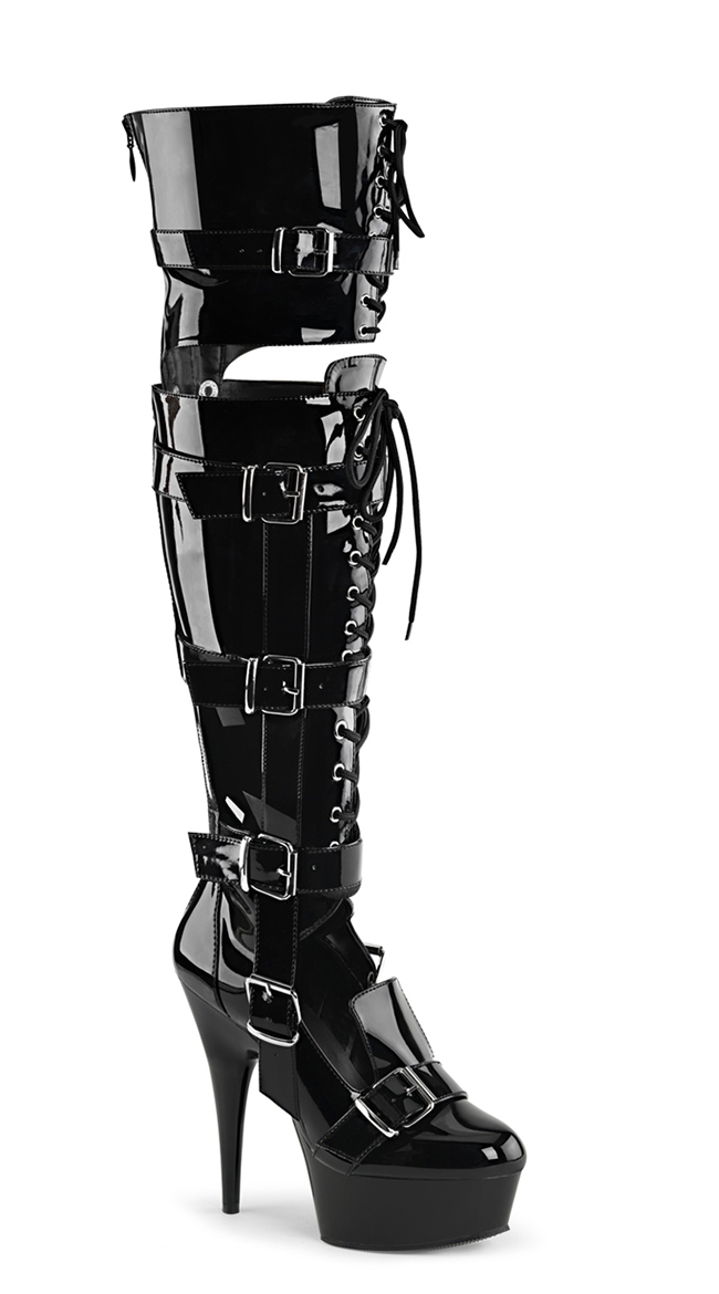 6" Over-The-Knee Lace-Up Boots by Pleaser