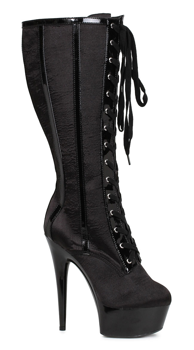 6" Satin Lace-Up Boots by Ellie Shoes
