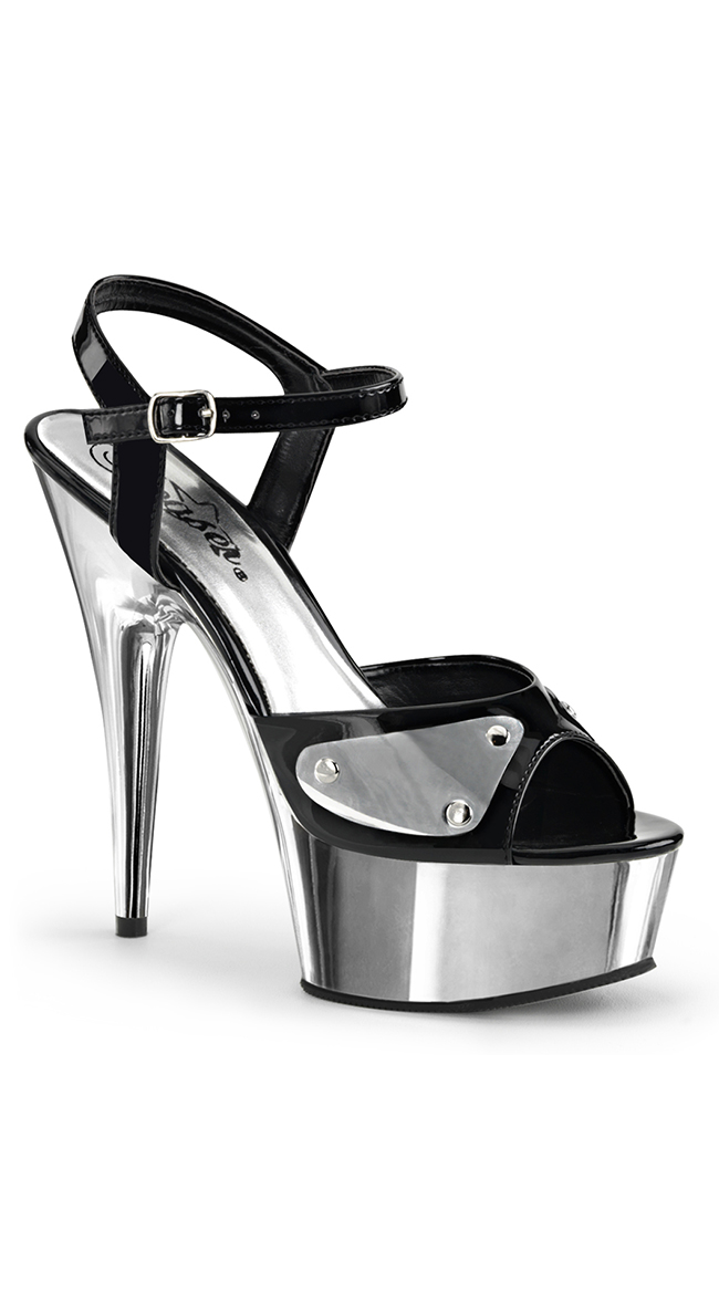 6" Simulated Metal Chrome Sandals by Pleaser