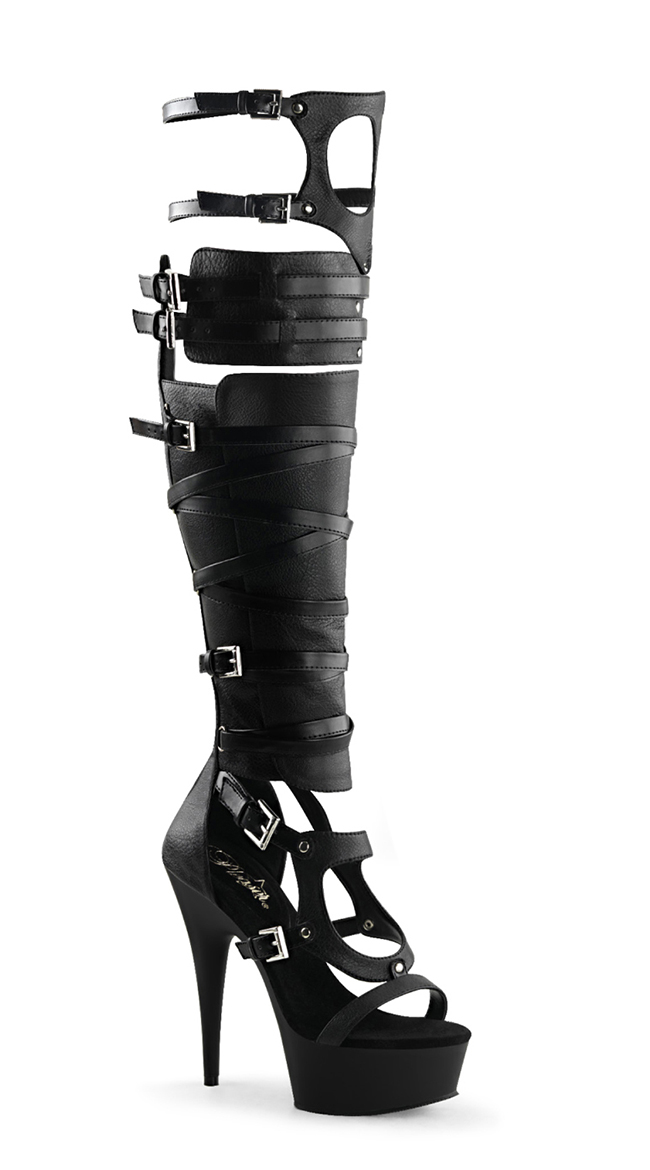 6" Strappy Over-The-Knee Sandal Boot by Pleaser