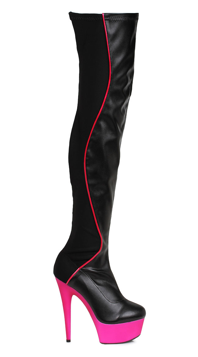 6" Wavy Thigh High Boots by Ellie Shoes