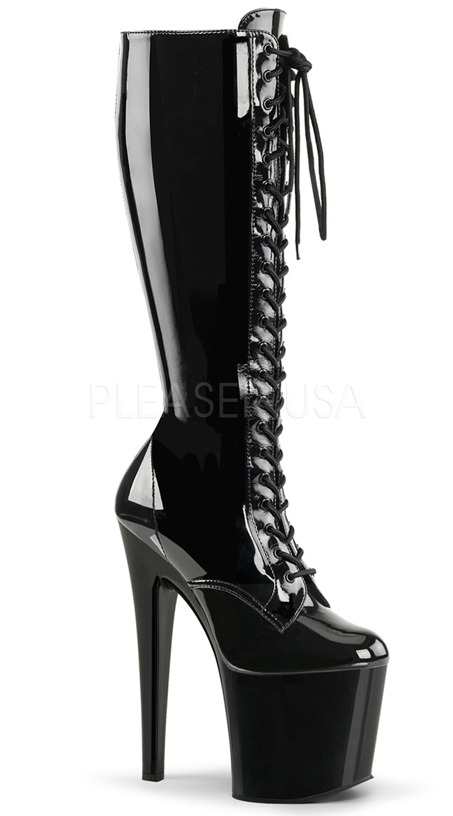 7 1/2" Knee High Lace-Up Boots by Pleaser