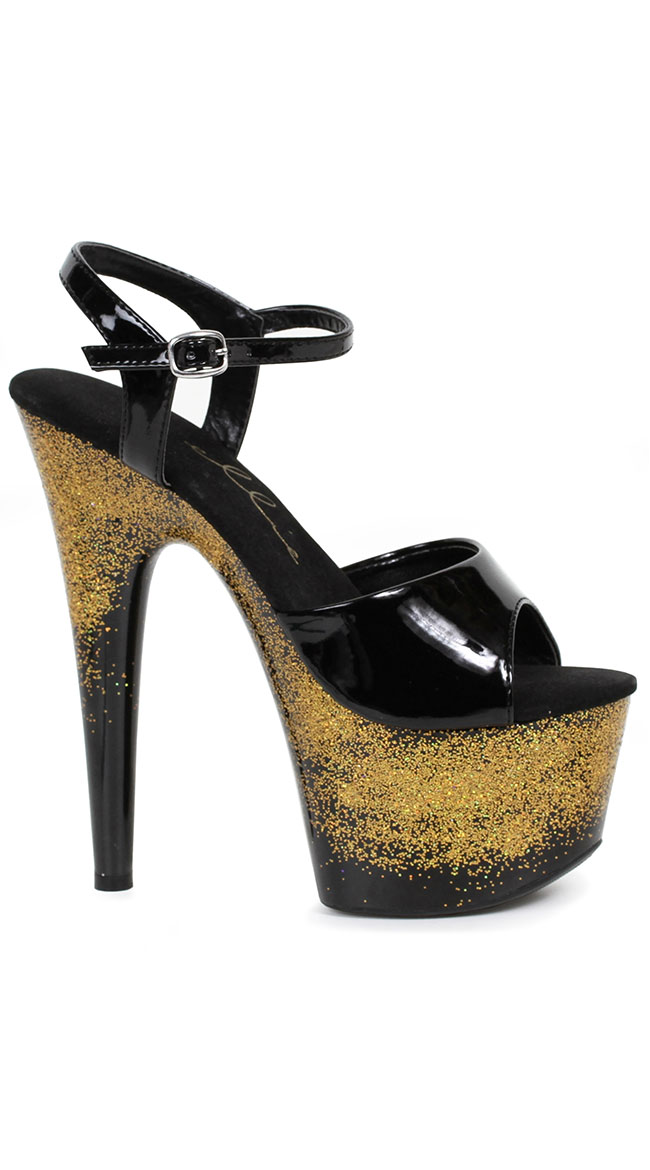 7" Glittering Black Sandals by Ellie Shoes