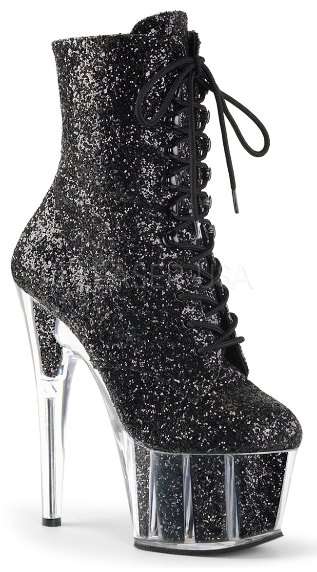7" Glittery Ankle Boot by Pleaser