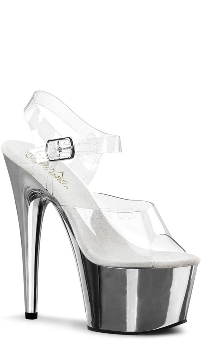 7 Inch Ankle Strap Clear Shoe by Pleaser