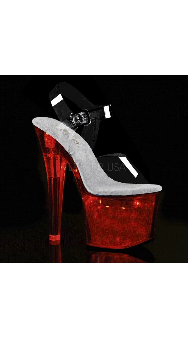 7 Inch Clear LED Platform Heel Sandal by Pleaser