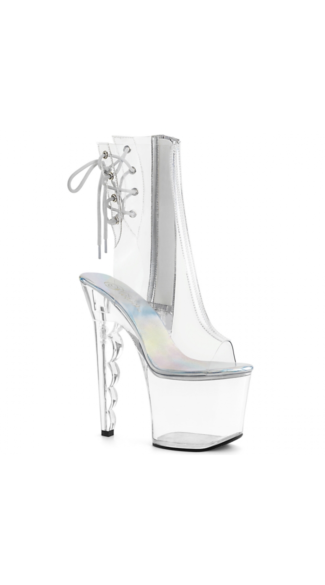 7 Inch Clear Open Toe Ankle Boot by Pleaser