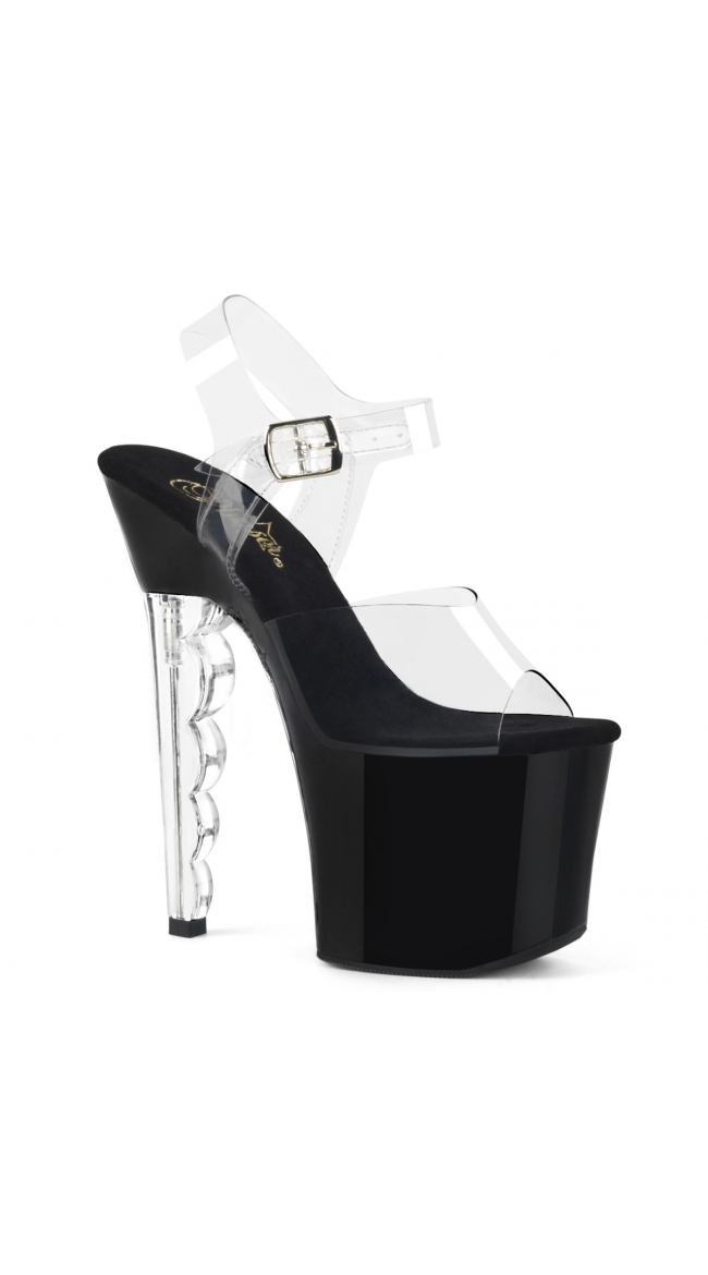 7 Inch Clear Scalloped Sandal by Pleaser