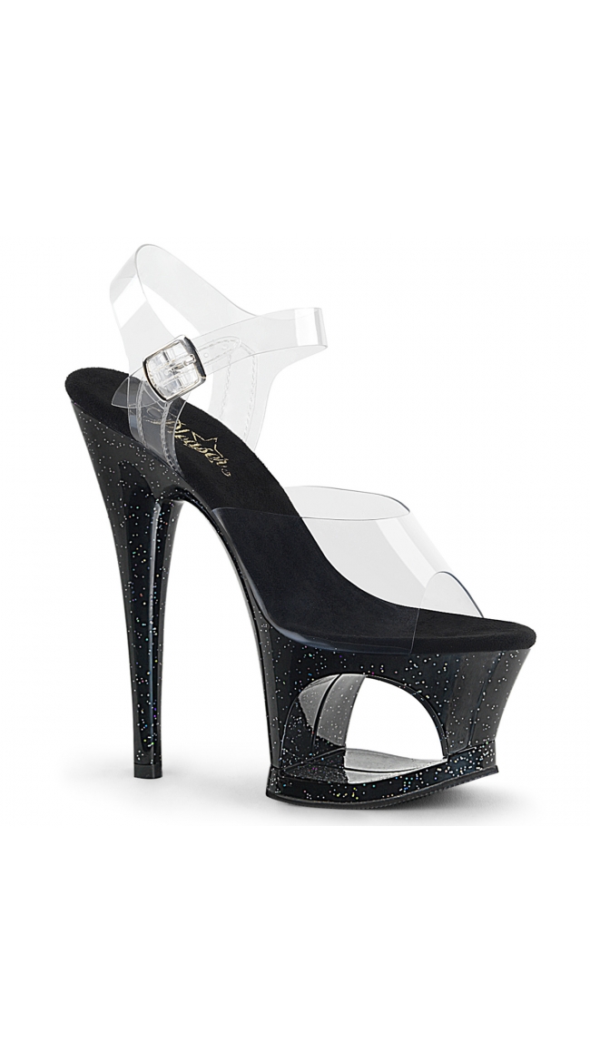 7 Inch Clear Strap Cut-Out Sandal by Pleaser