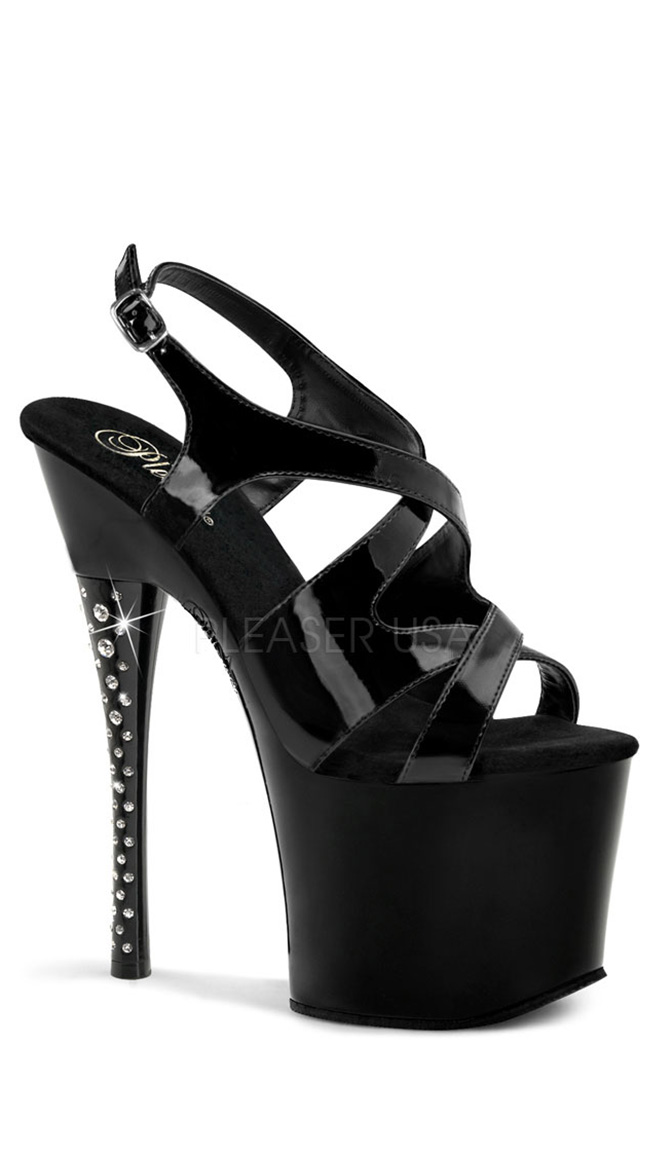 7 Inch Criss-Cross Slingback with Rhinestones by Pleaser