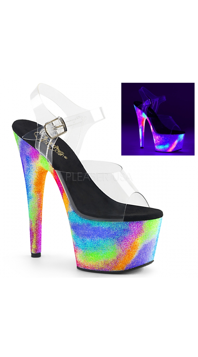 7 Inch Galaxy Effect Ankle Strap Sandal by Pleaser