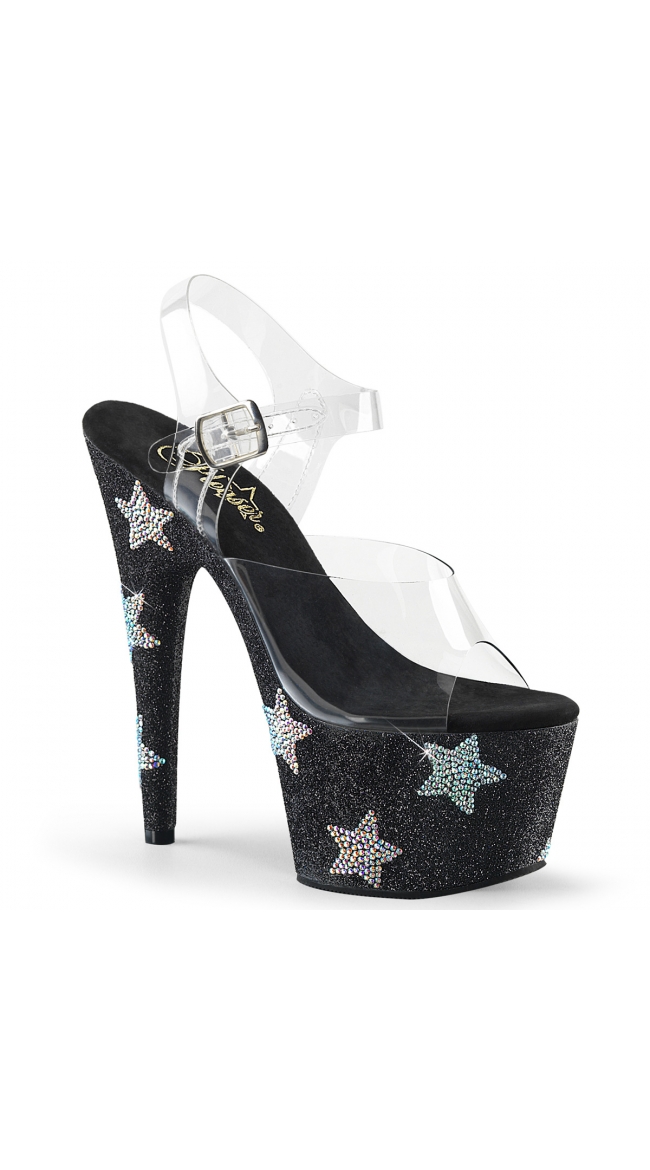 7 Inch Glitter Stars Platform Sandal by Pleaser