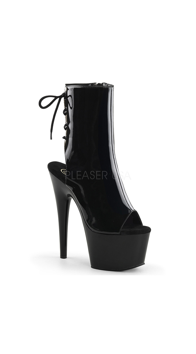 7 Inch Lace Up Peep Toe Bootie by Pleaser