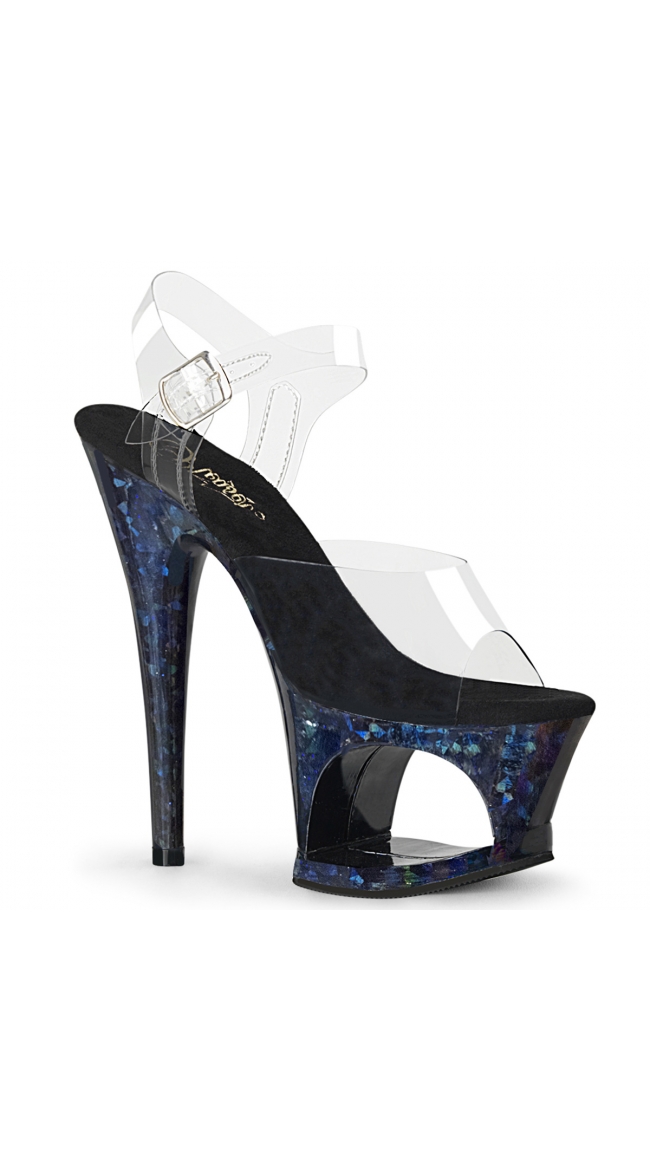 7 Inch Midnight Blue Platform Cut-Out Sandal by Pleaser