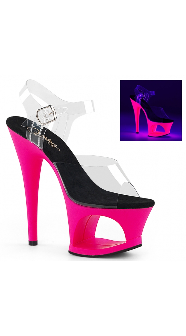 7 Inch Neon Platform Cut-Out Sandal by Pleaser