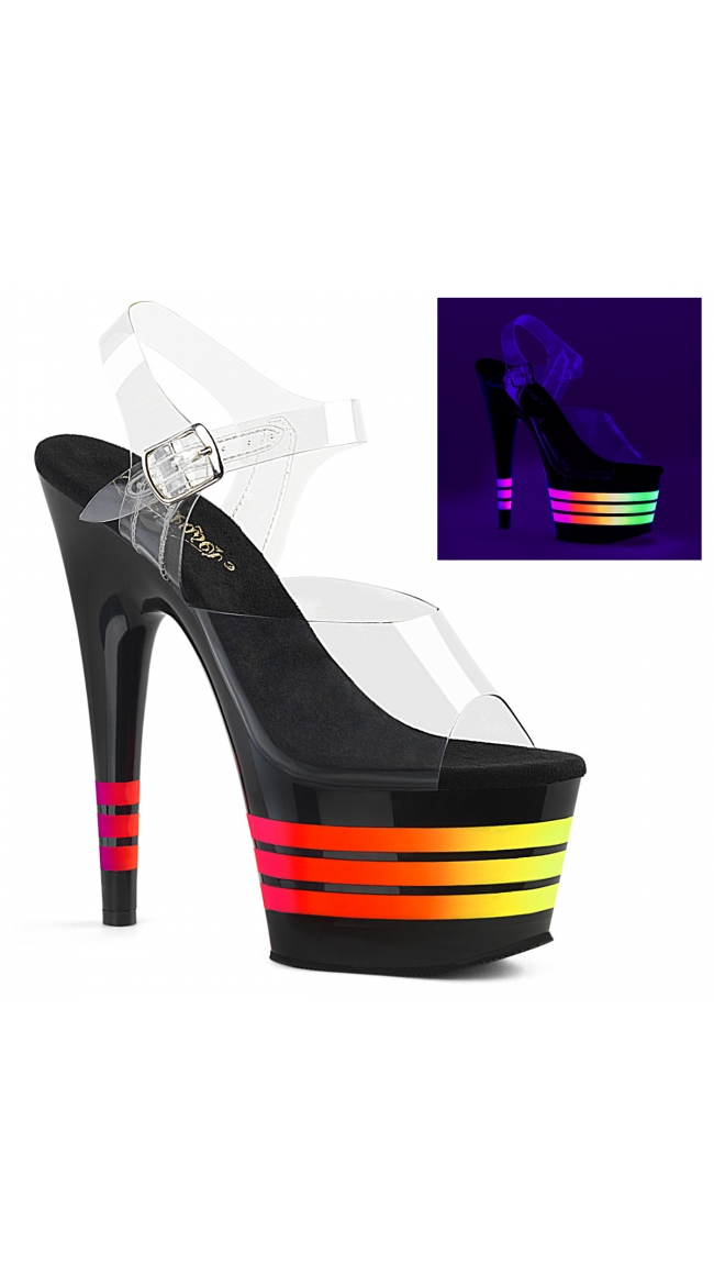 7 Inch Neon Stripe Platform Sandal by Pleaser