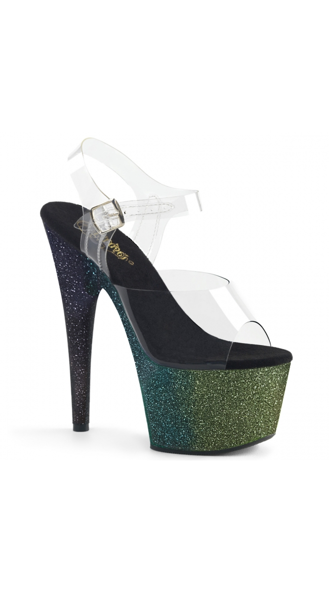 7 Inch Ombre Glitter Platform Sandal by Pleaser