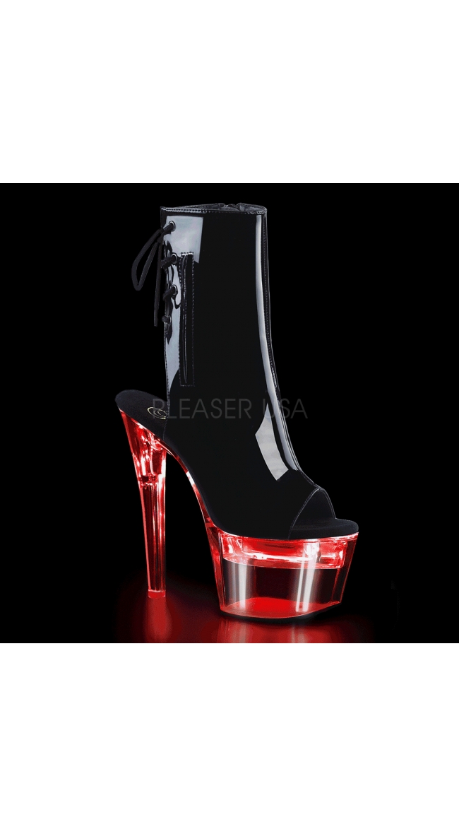 7 Inch Open Toe LED Ankle Bootie by Pleaser