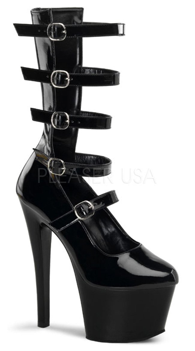 7 Inch Pump With Multiple Ankle Straps & Back Panel by Pleaser