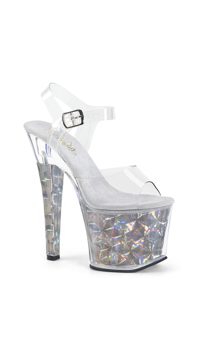7 Inch Silver Hologram Sandal by Pleaser