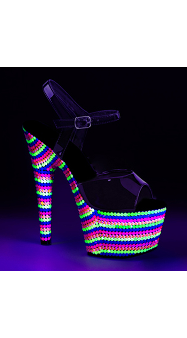 7" Neon Rhinestone Encrusted Sandal by Pleaser