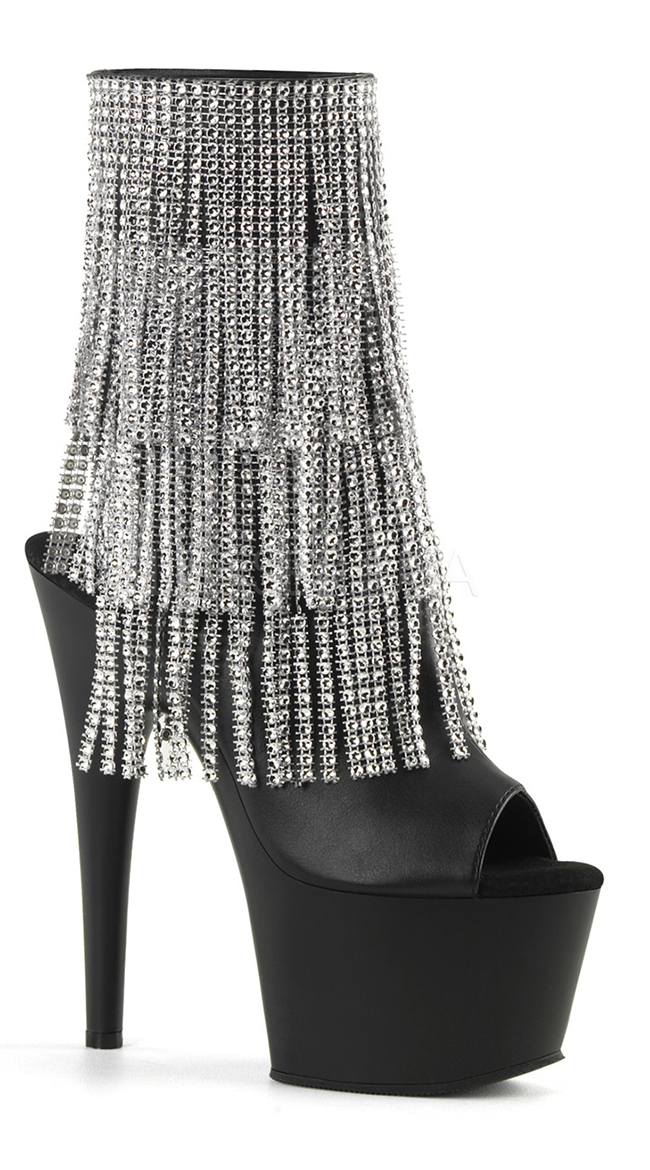 7" Rhinestone Fringe Ankle Boot by Pleaser