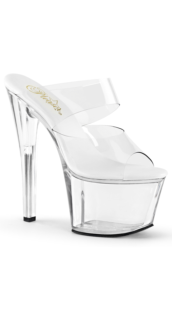 7" Two Band Clear Sandals by Pleaser