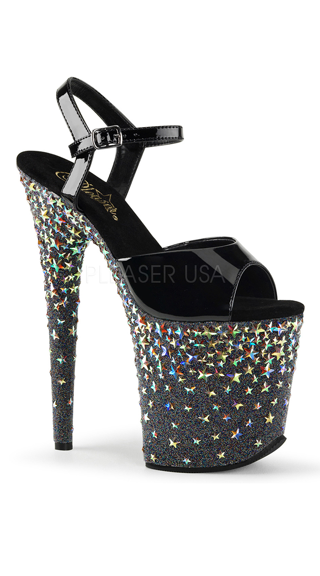 8" Holographic Star Sandals by Pleaser