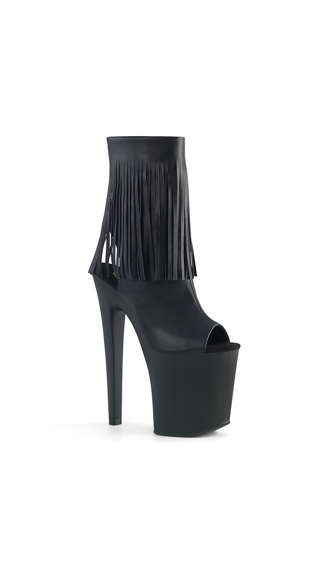 8 Inch Fringe Ankle Boot by Pleaser