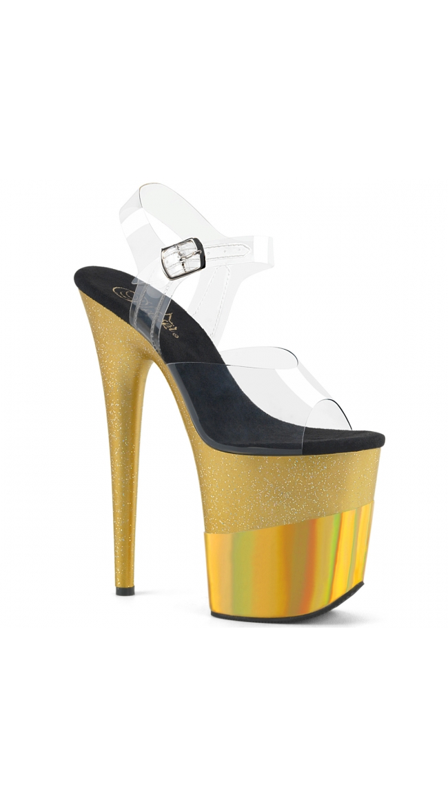 8 Inch Metallic Glitter Platform Sandal by Pleaser